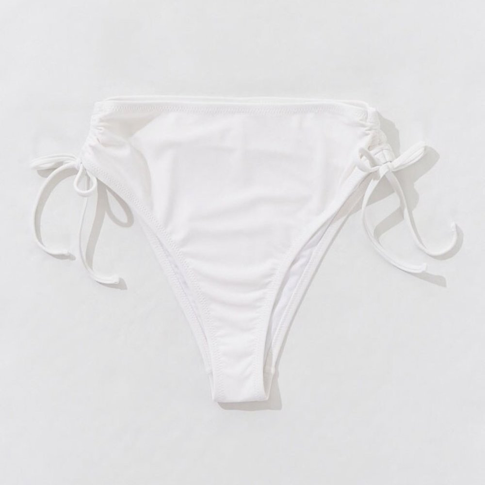 High Cut White Bikini Bottom